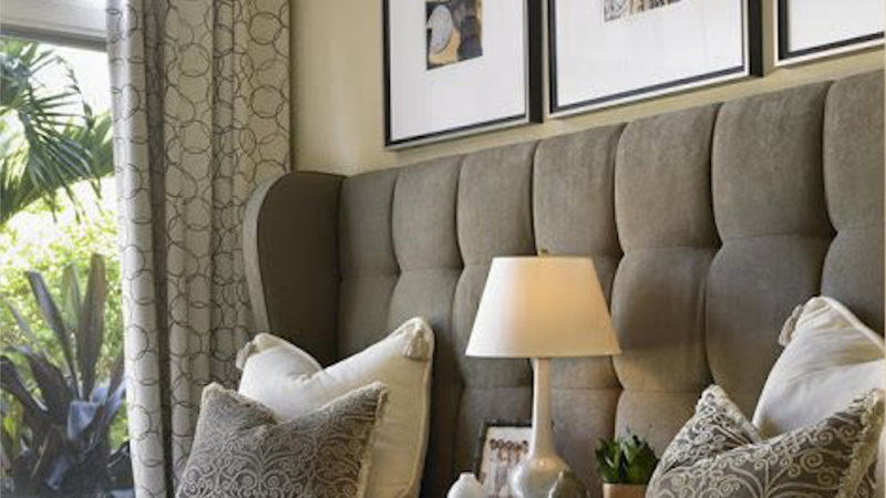 Headboard-Style Grey upholstered buttoned headboard