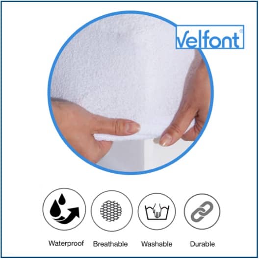 Velfont Terry Towelling Waterproof and Breathable Aloe Vera Mattress Protector 