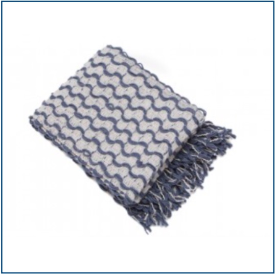 Silver and blue woven throw