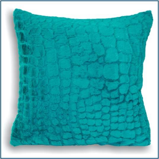 Fluffy and soft teal alligator design cushion cover
