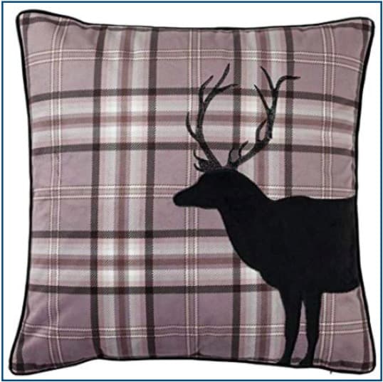 Tartan Stag Charcoal Cushion Cover