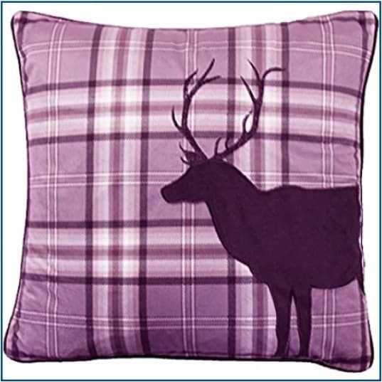 Tartan Stag Purple Cushion Cover