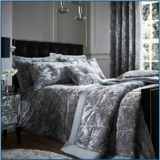 Crushed Velvet Silver Duvet Set Crushed Velvet SIlver Duvet Set