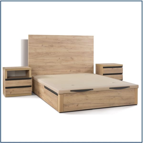 Wooden Bedside Table with 2 Overlay Drawers + Shelf 2