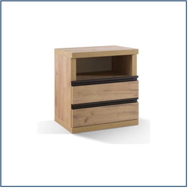 Wooden Bedside Table with 2 Overlay Drawers & Shelf