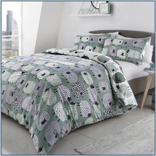 Dotty Sheep Duck Egg Blue Duvet Set