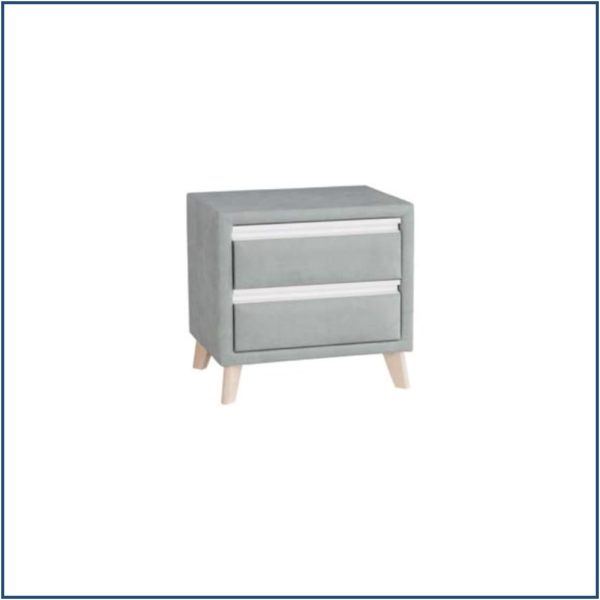 Upholstered Bedside Table with 2 Inset Drawers