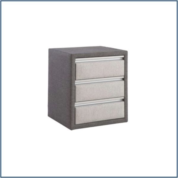 Upholstered Bedside Table with 3 Inset Drawers