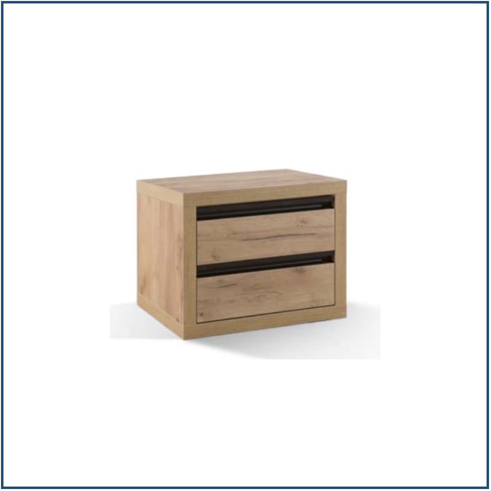 Wooden Bedside Table with 2 Inset Drawers