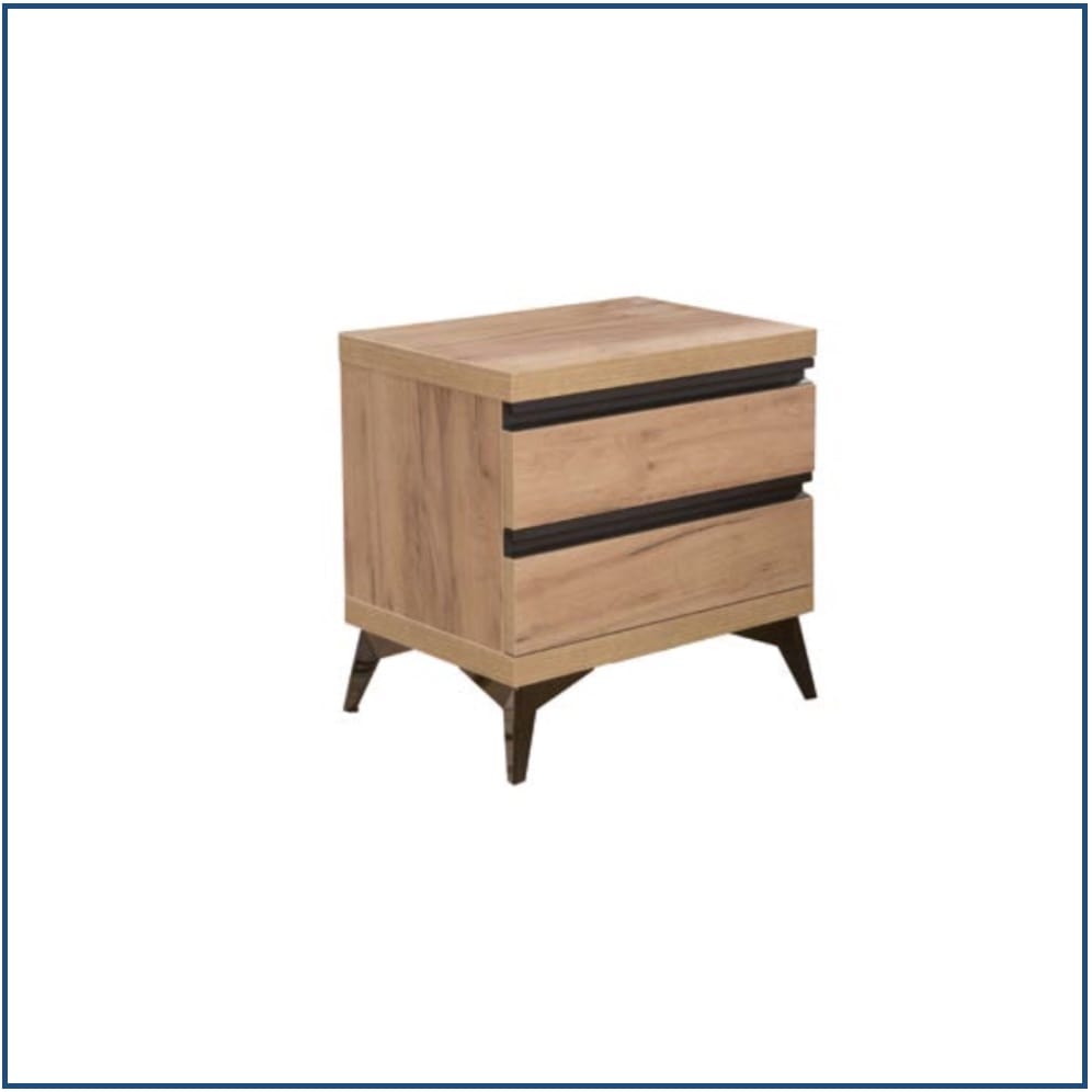 Wooden Bedside Table with 2 Overlay Drawers