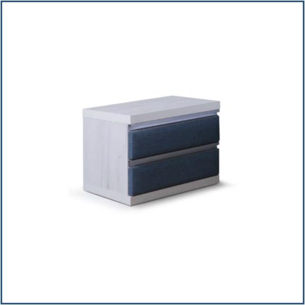 Wooden Bedside Table with 2 Upholstered Overlay Drawers