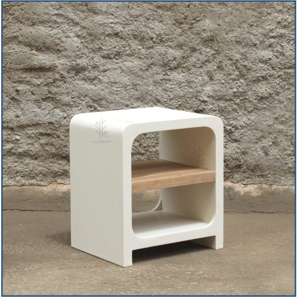 Ibiza Cement Effect Bedside Table with Shelf