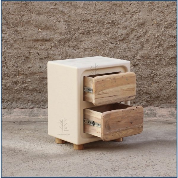 Ibiza Cement Effect Bedside Table with drawers