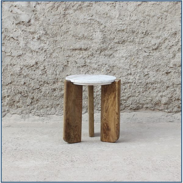 Side Table with dark wood and marble