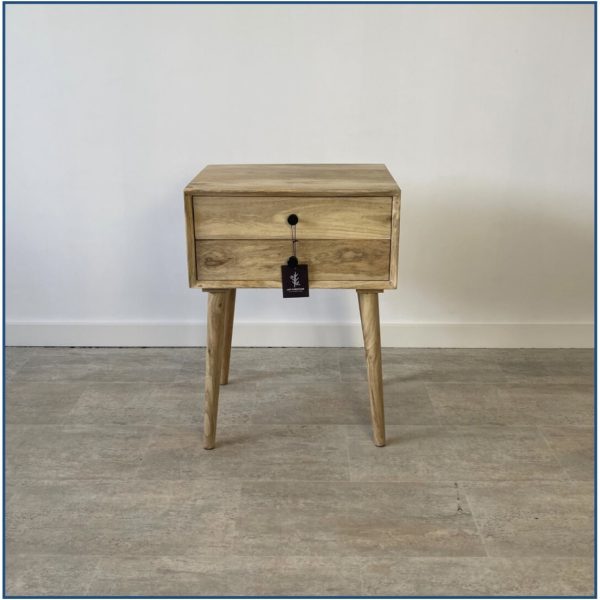 Wooden 2 Drawer Bedside Table with Long Legs